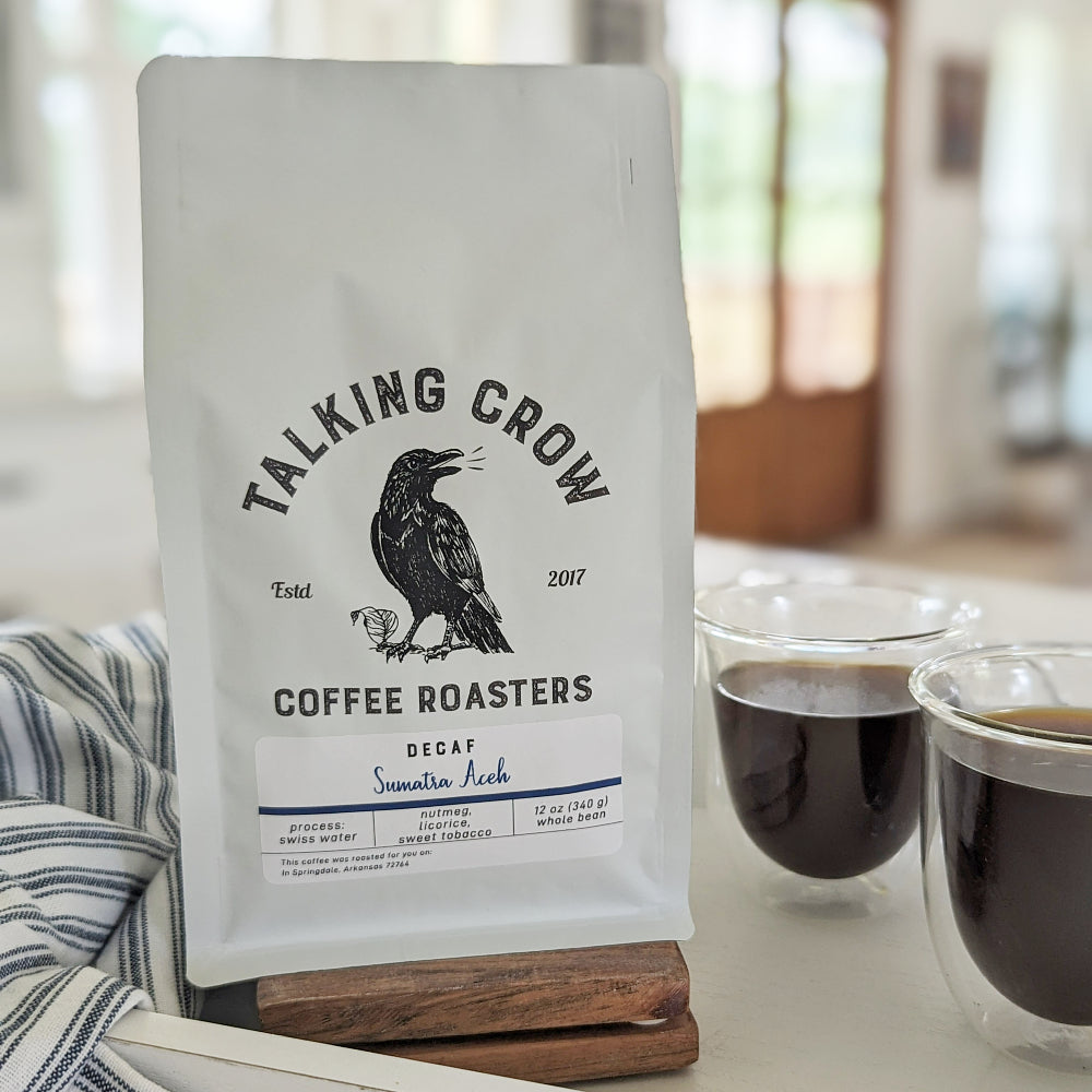 12 oz Talking Crow Coffee Roasters Organic Single Origin Decaf Sumatra Aceh Whole Bean Coffee