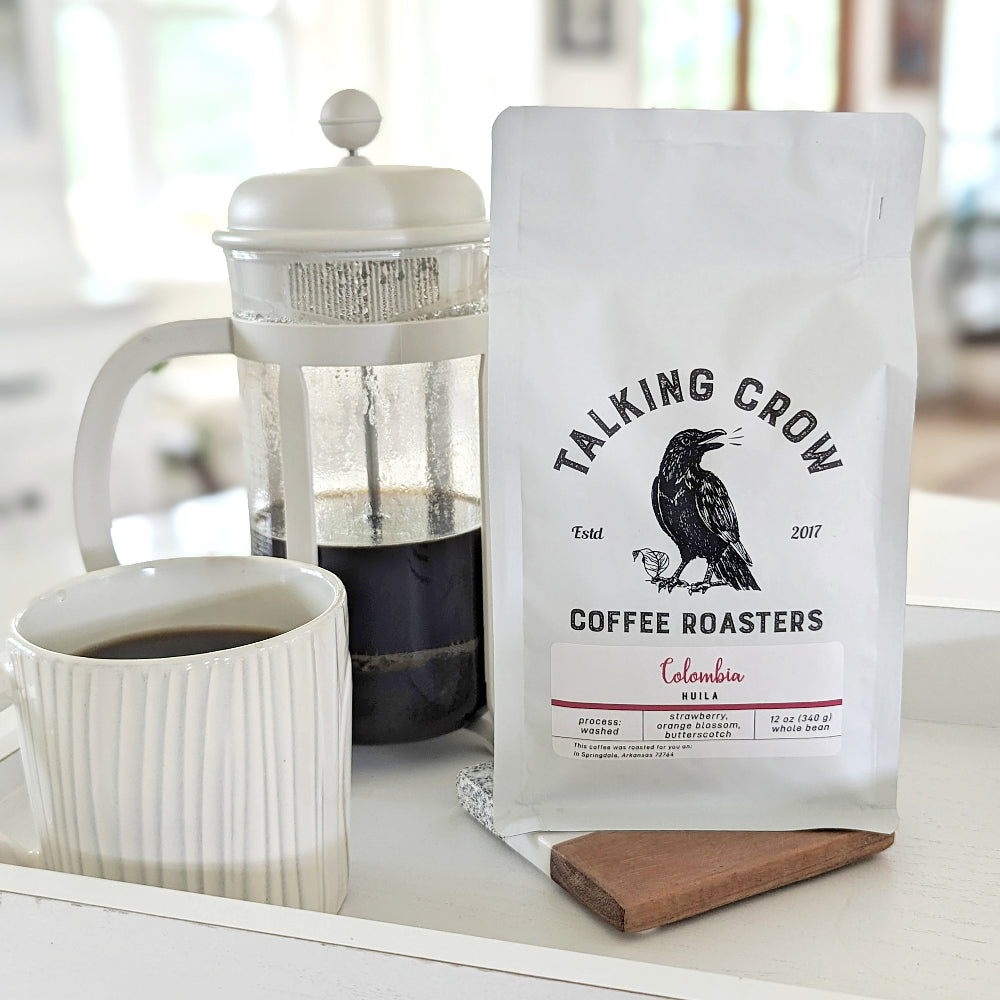 12 oz bag of Talking Crow Coffee Roasters Single Origin Regular Colombia Huila Whole Bean Coffee